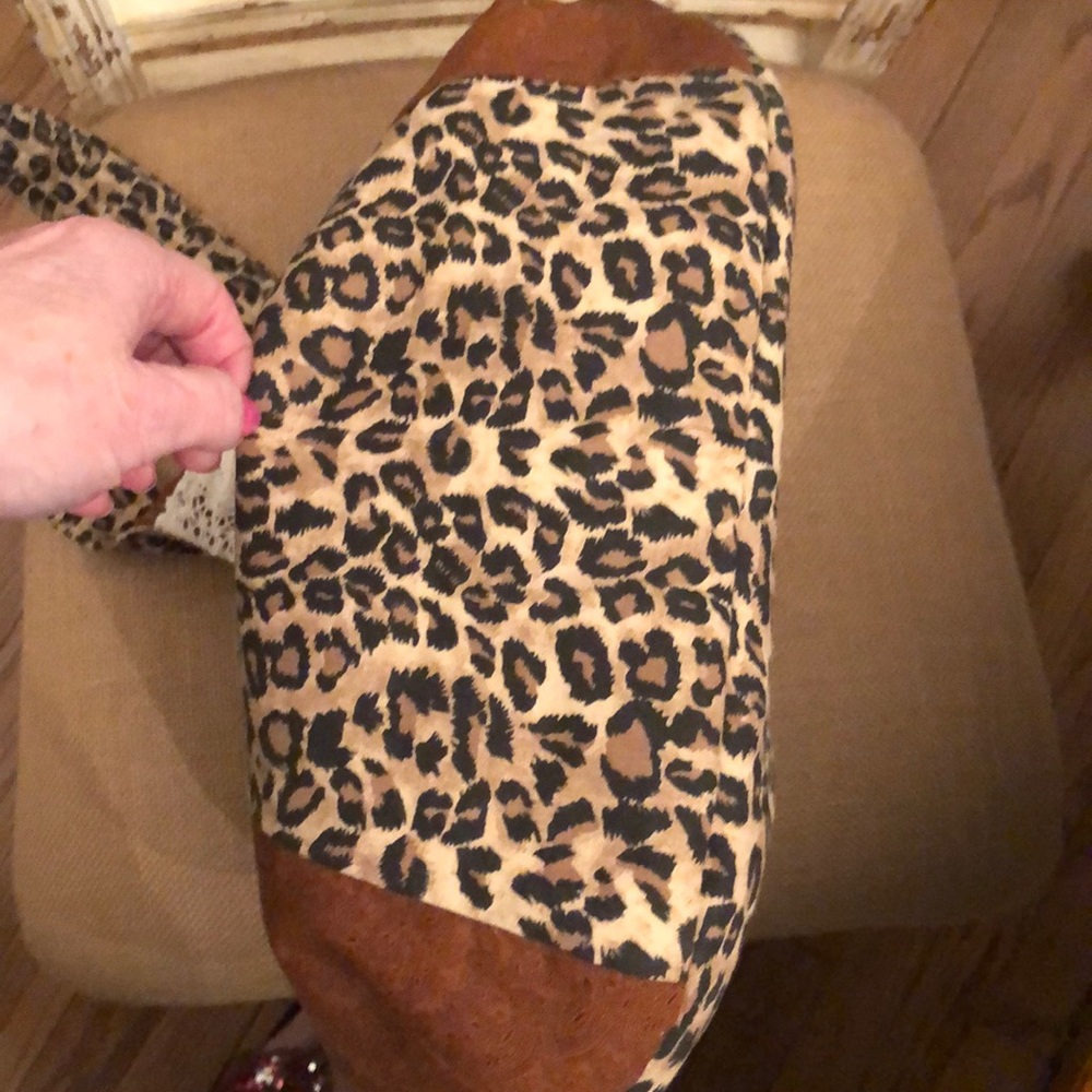 LEOPARD PRINT PURSE SHOULDER BAG TOTE   CREAM LACE - Picture 13 of 15